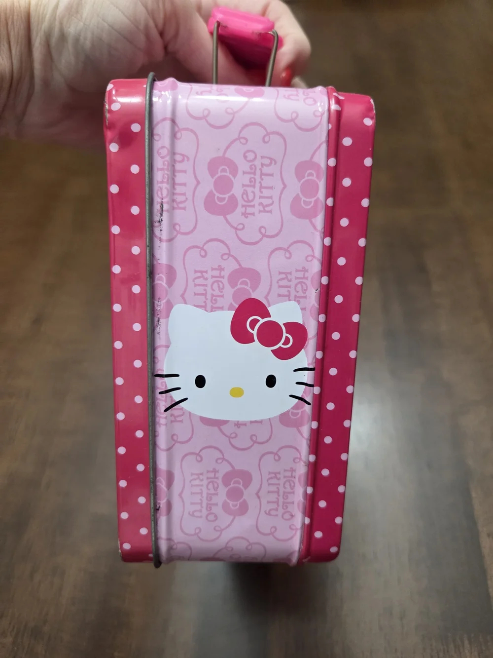 Hello Kitty Pink Polka-Accent Tin Carry Case
